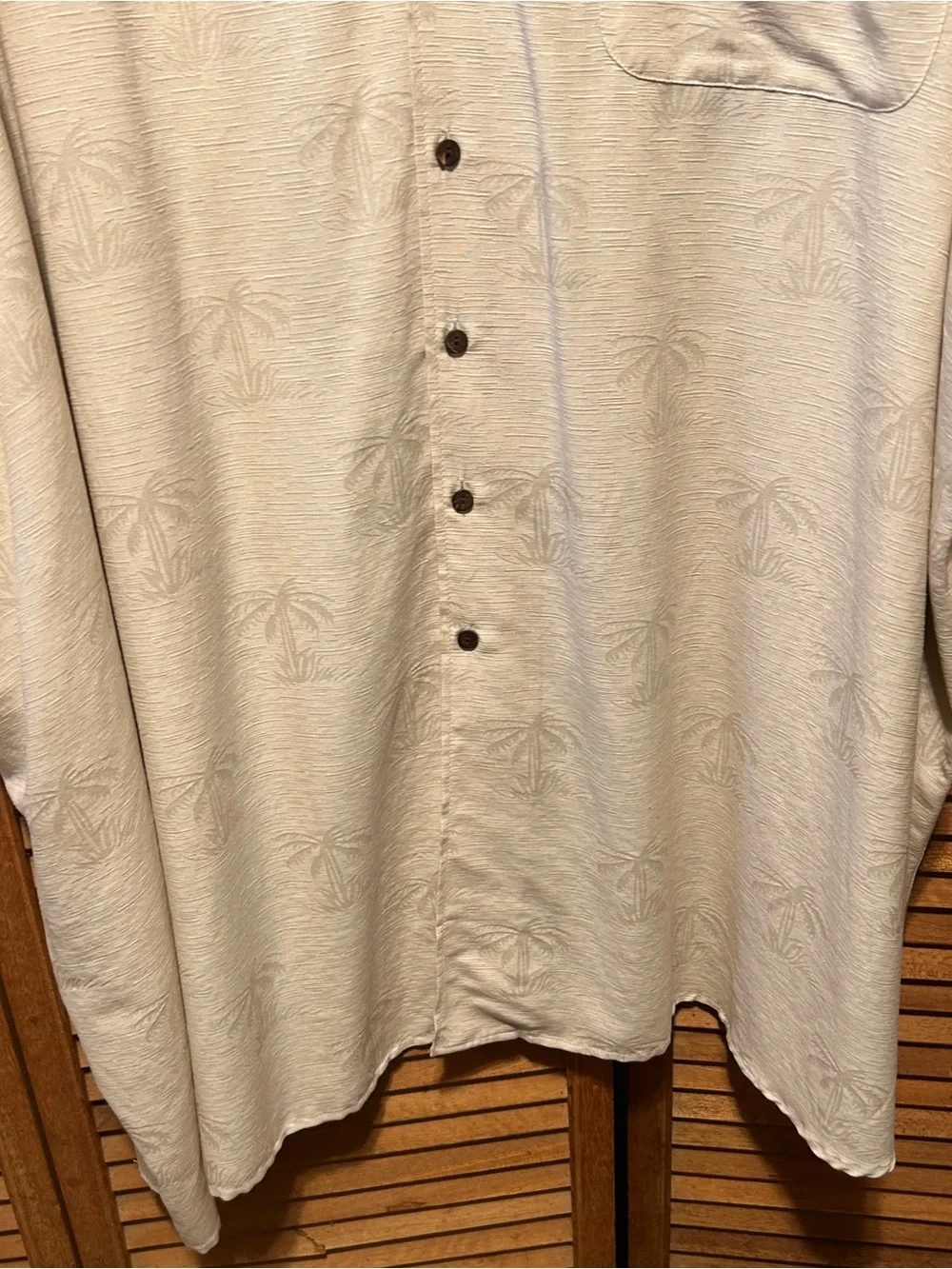 George Foreman Beige Palm Tree Print Hawaiian Camp Shirt